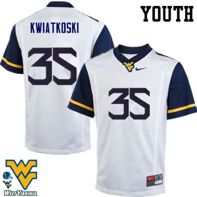 Youth West Virginia Mountaineers NCAA #35 Nick Kwiatkoski White Authentic Nike Stitched College Football Jersey FL15D46HI